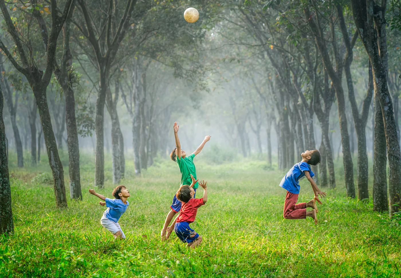 Children playing joyfully in a park